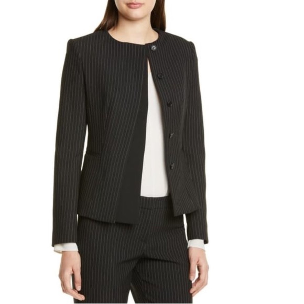 BOSS Jadela Pinstripe Ponte Suit Jacket
